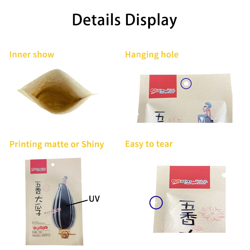 Flat Bottom High Quality Food Grade Aluminum Foil Stand up Laminated Zipper Top for Red Jujube Dry